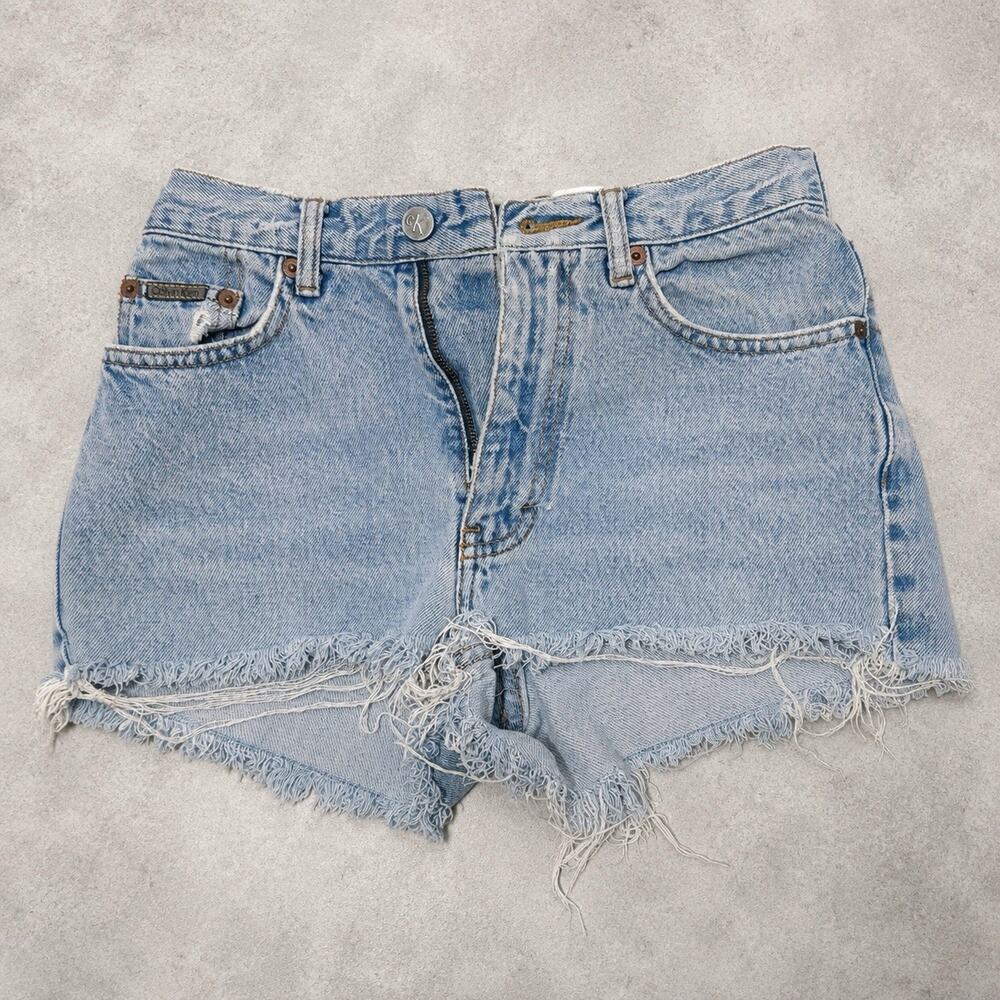 Calvin Klein CK Light Wash Denim Cut Off Shorts Women’s Size 2P Frayed EUC